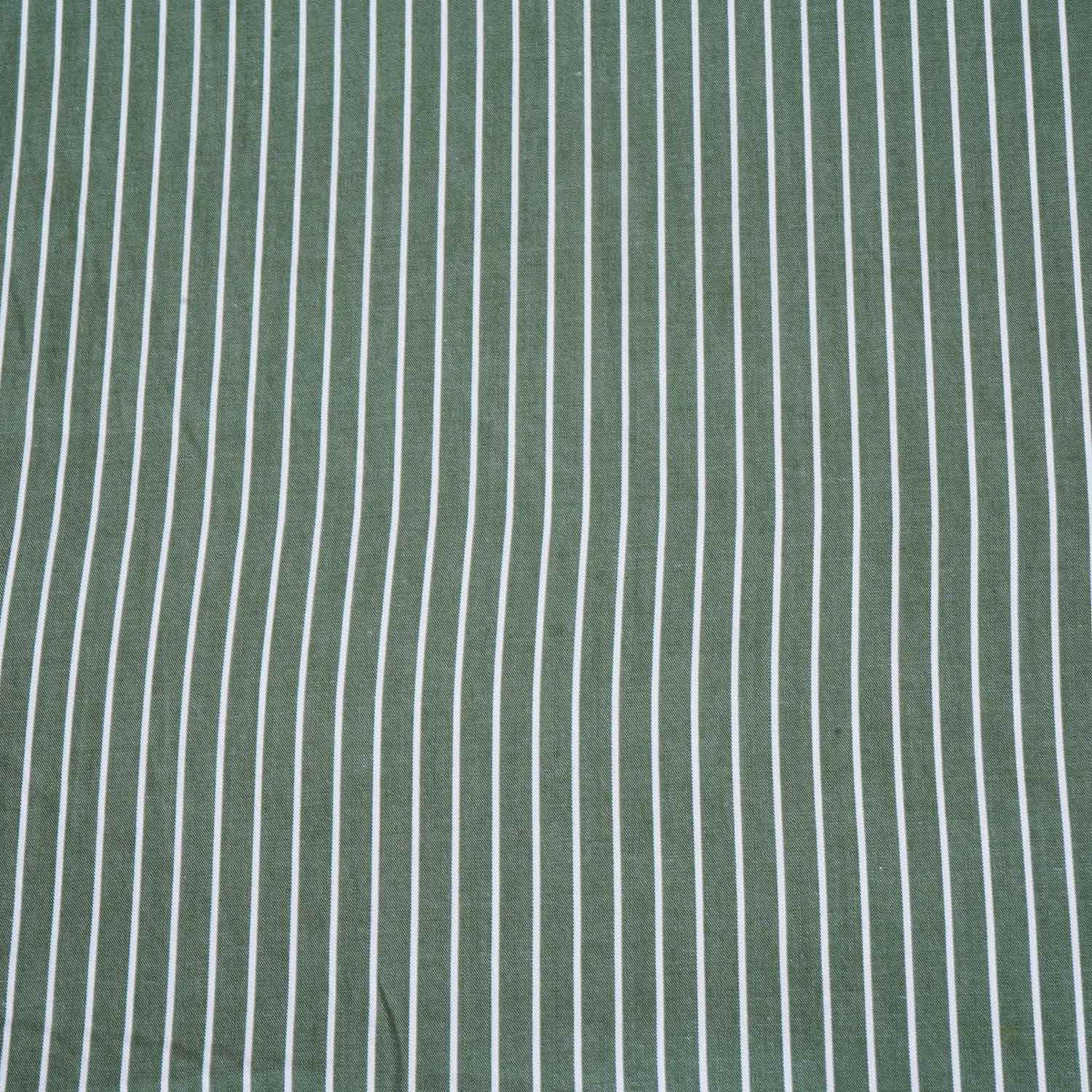 Parrot Green & White Stripe Yarn Dyed Poplin Fabric LSF-27881