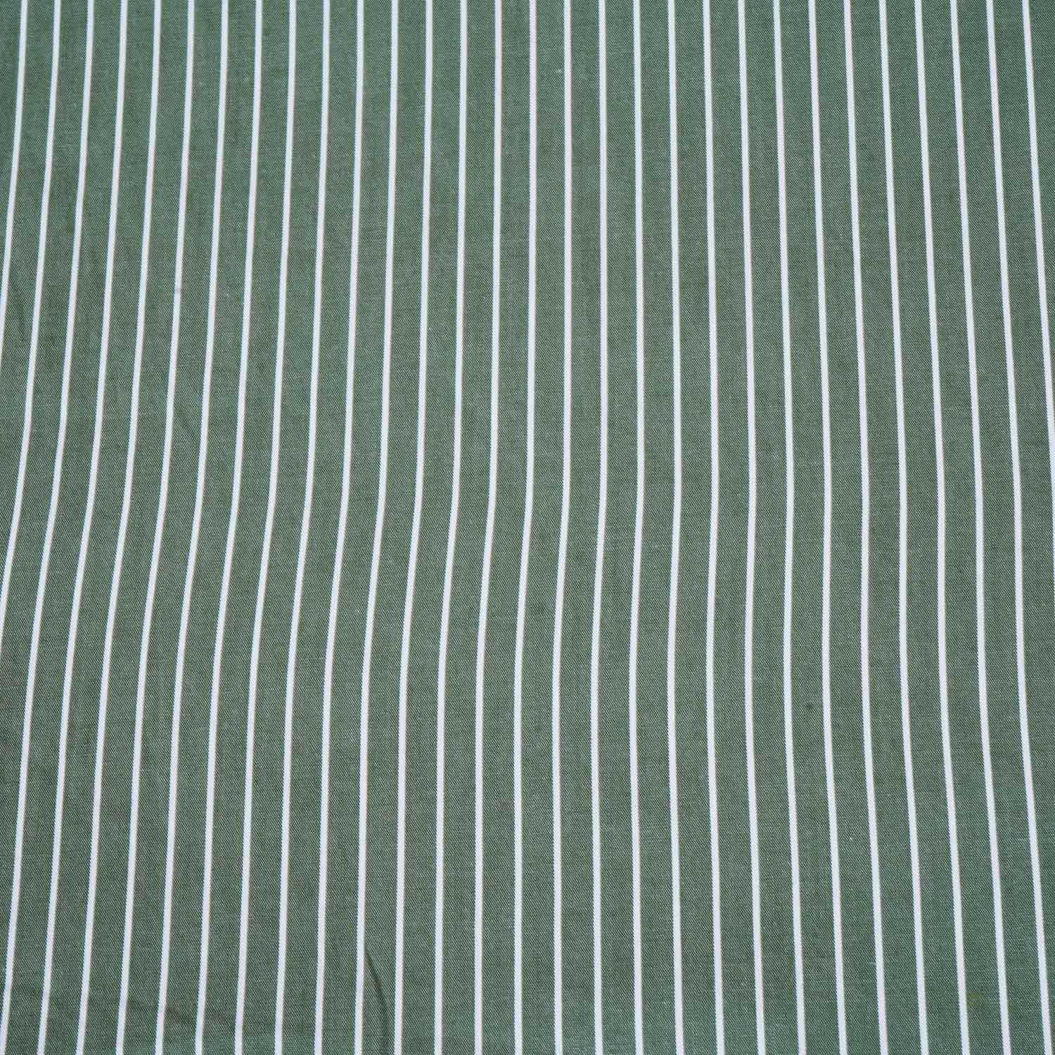 Parrot Green & White Stripe Yarn Dyed Poplin Fabric LSF-27881