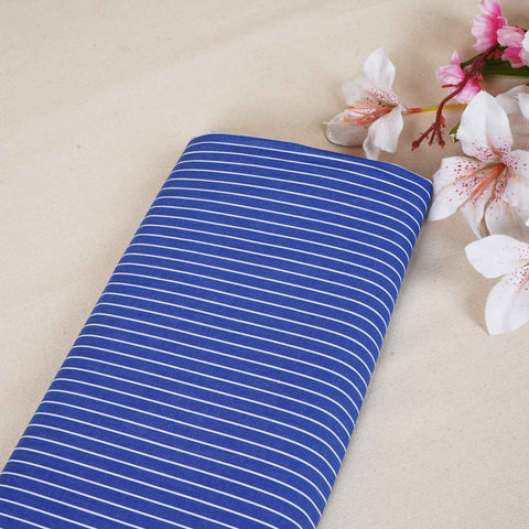Navy Blue & White Stripe Yarn Dyed Poplin Fabric LSF-27882