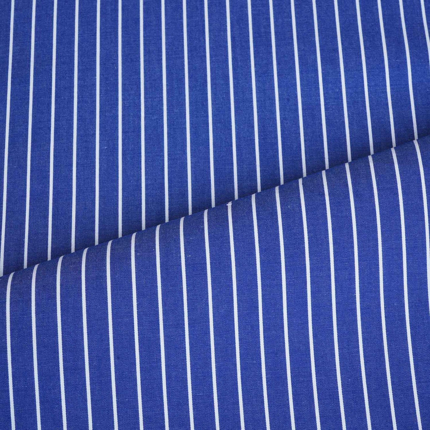 Navy Blue & White Stripe Yarn Dyed Poplin Fabric LSF-27882