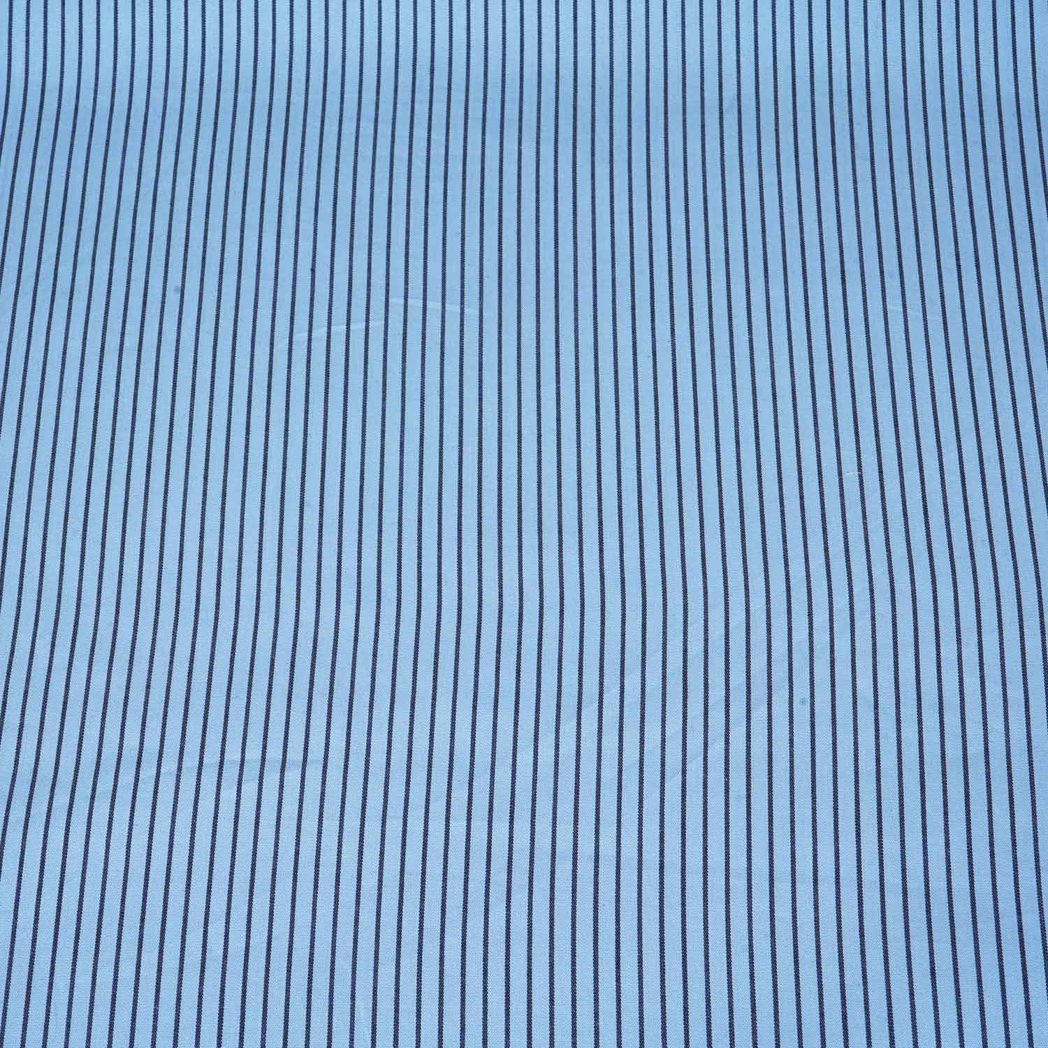Sky Blue & Black Stripe Yarn Dyed Poplin Fabric LSF-27883