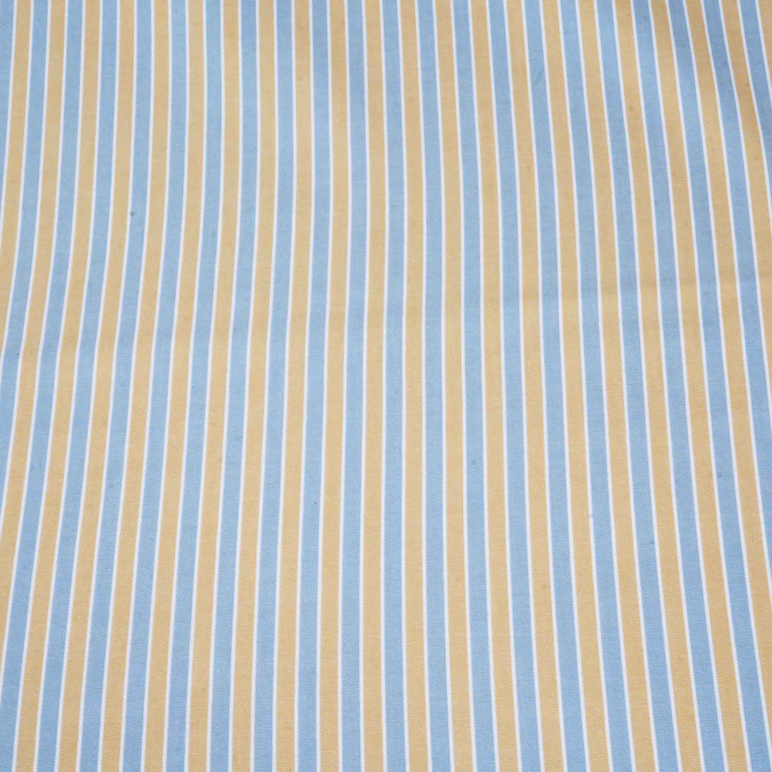 Mustard & Light Blue Stripe Yarn Dyed Poplin Fabric LSF-27884
