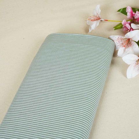 Parrot Green & White Stripe Yarn Dyed Poplin Fabric LSF-27885