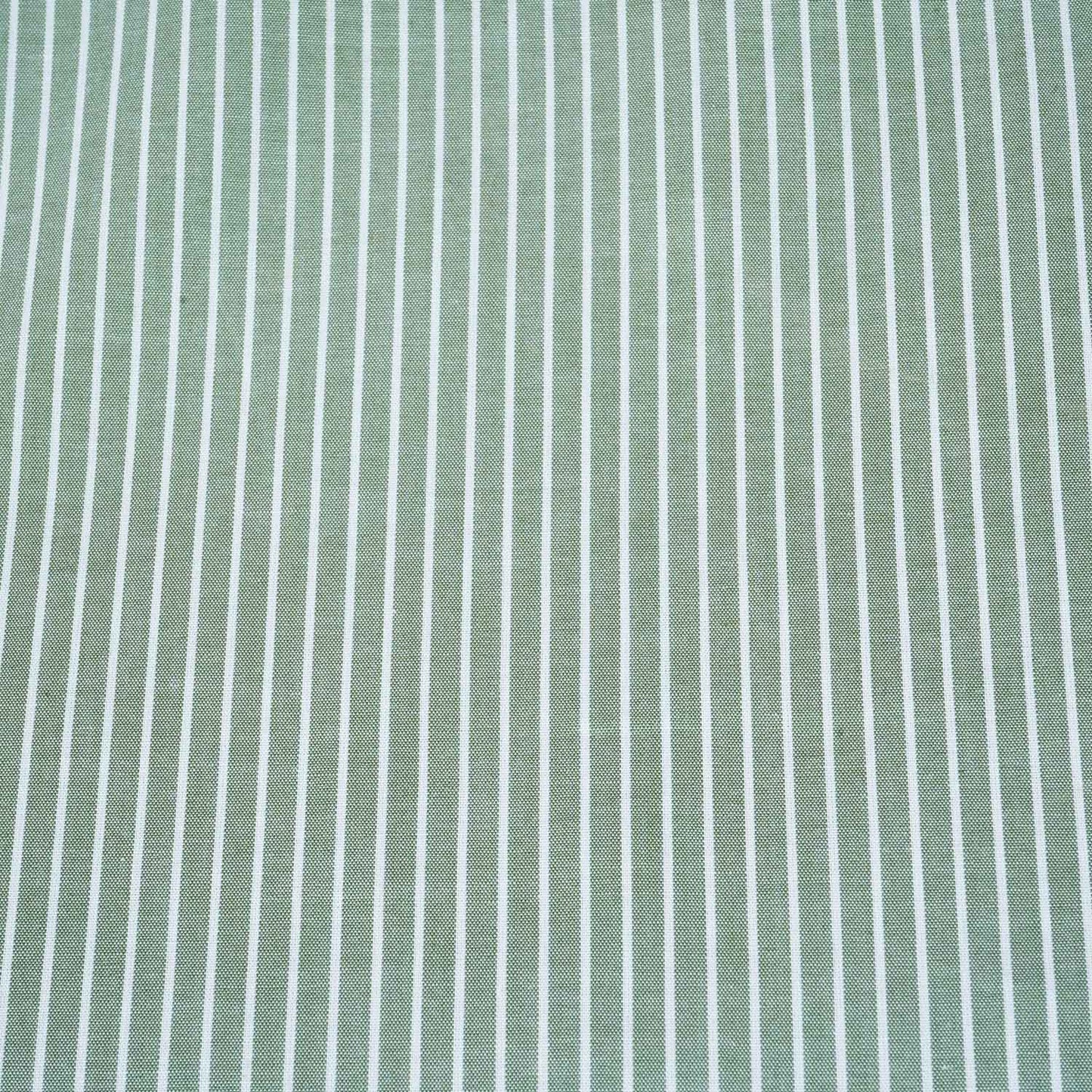 Parrot Green & White Stripe Yarn Dyed Poplin Fabric LSF-27885