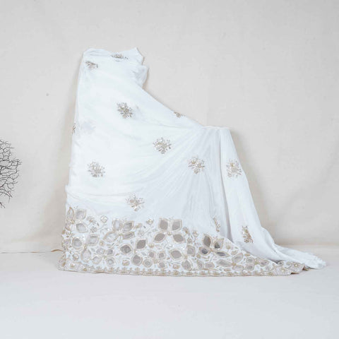 White Dyeable Applique Work Crepe Fabric SC-27901