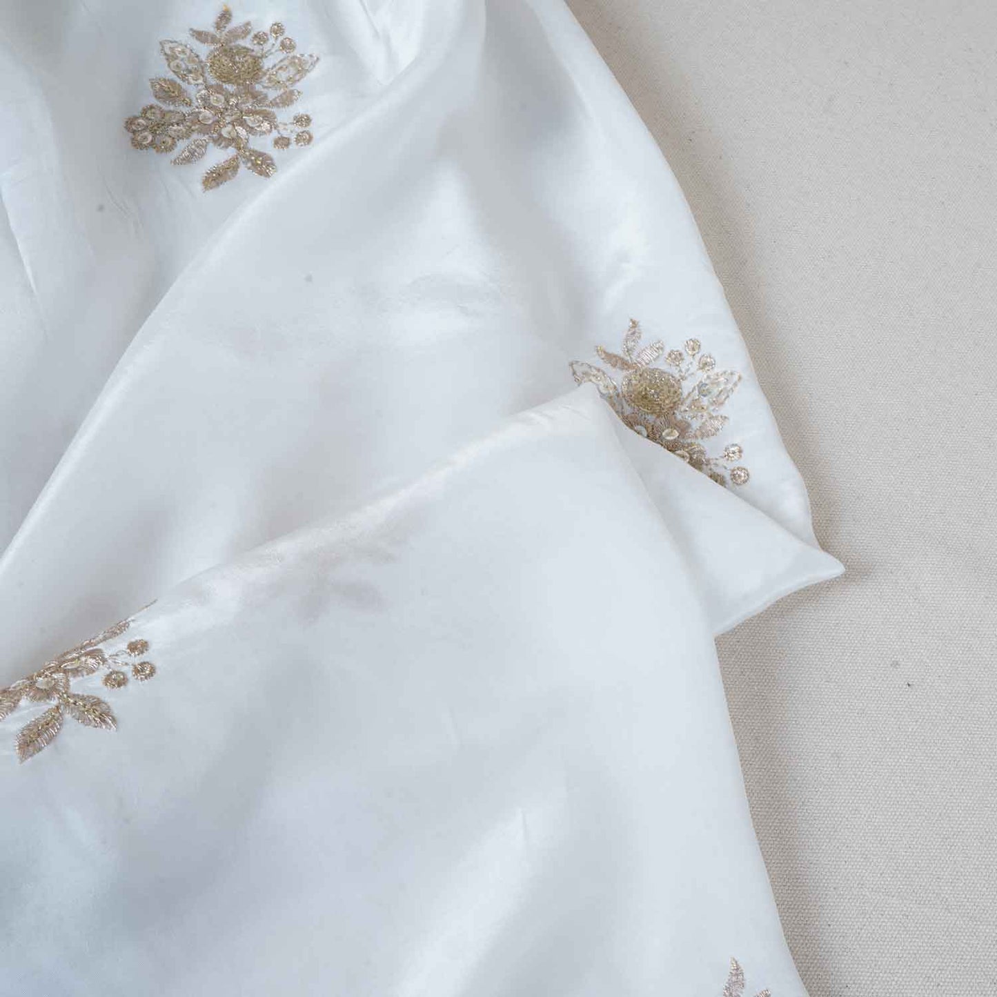 White Dyeable Applique Work Crepe Fabric SC-27901