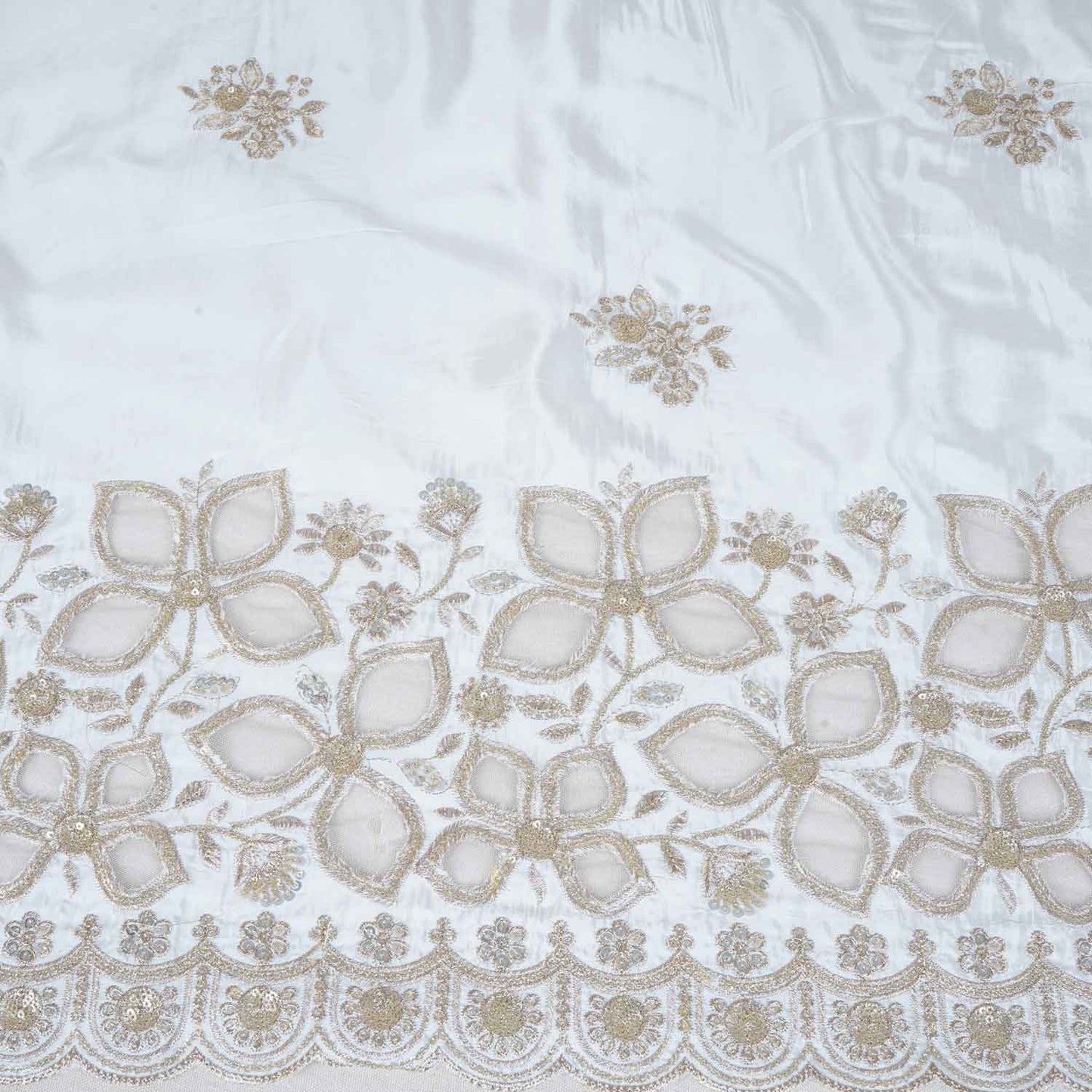 White Dyeable Applique Work Crepe Fabric SC-27901
