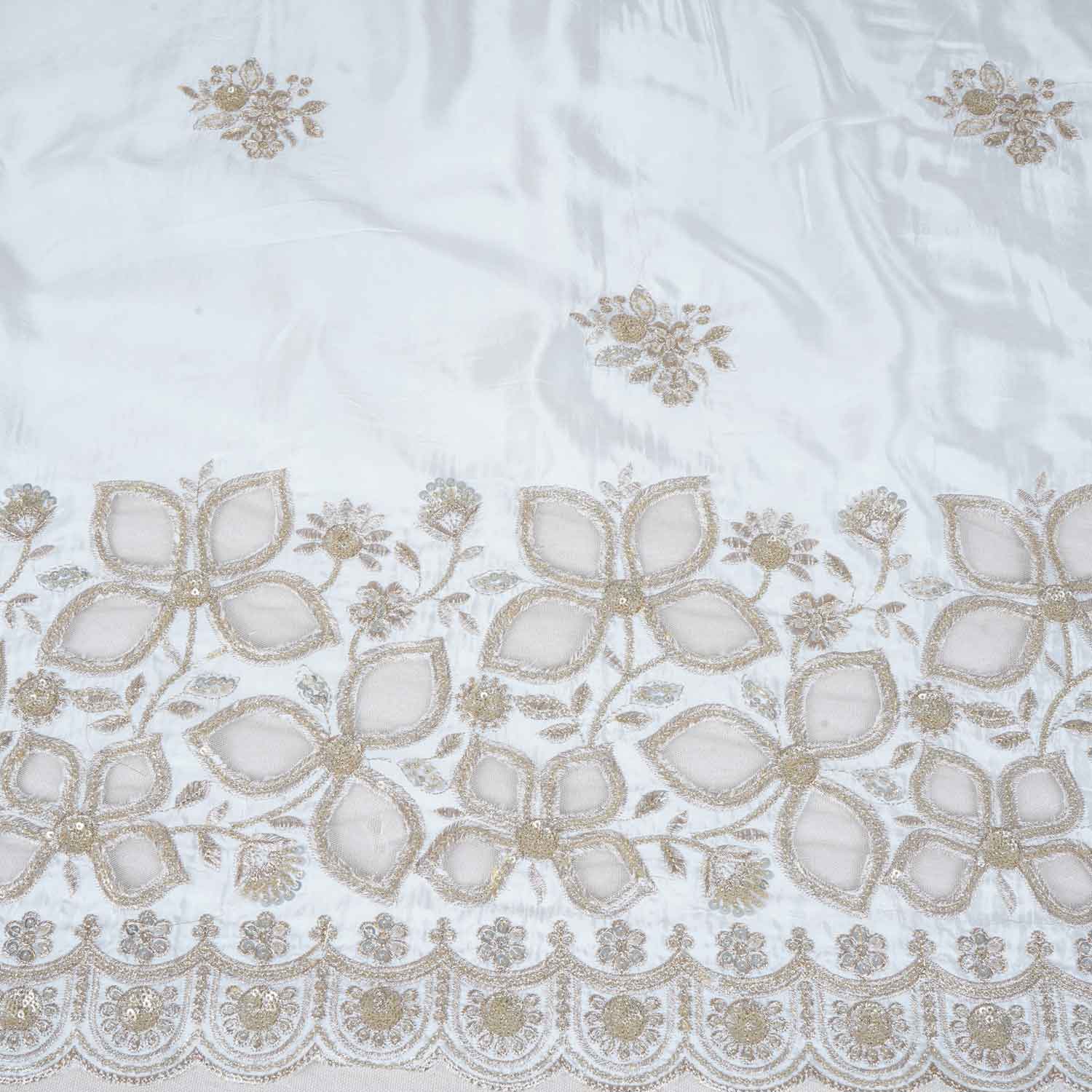 White Dyeable Applique Work Crepe Fabric SC-27901