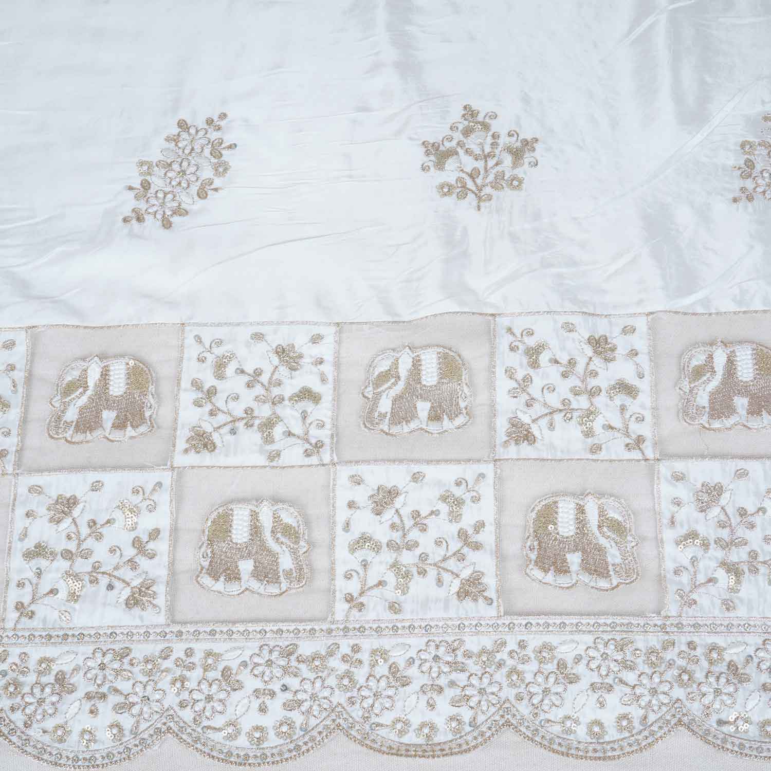 White Dyeable Applique Work Crepe Fabric SC-27902