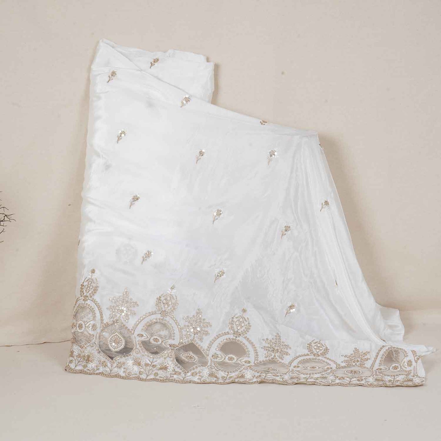 White Dyeable Applique Work Crepe Fabric SC-27903