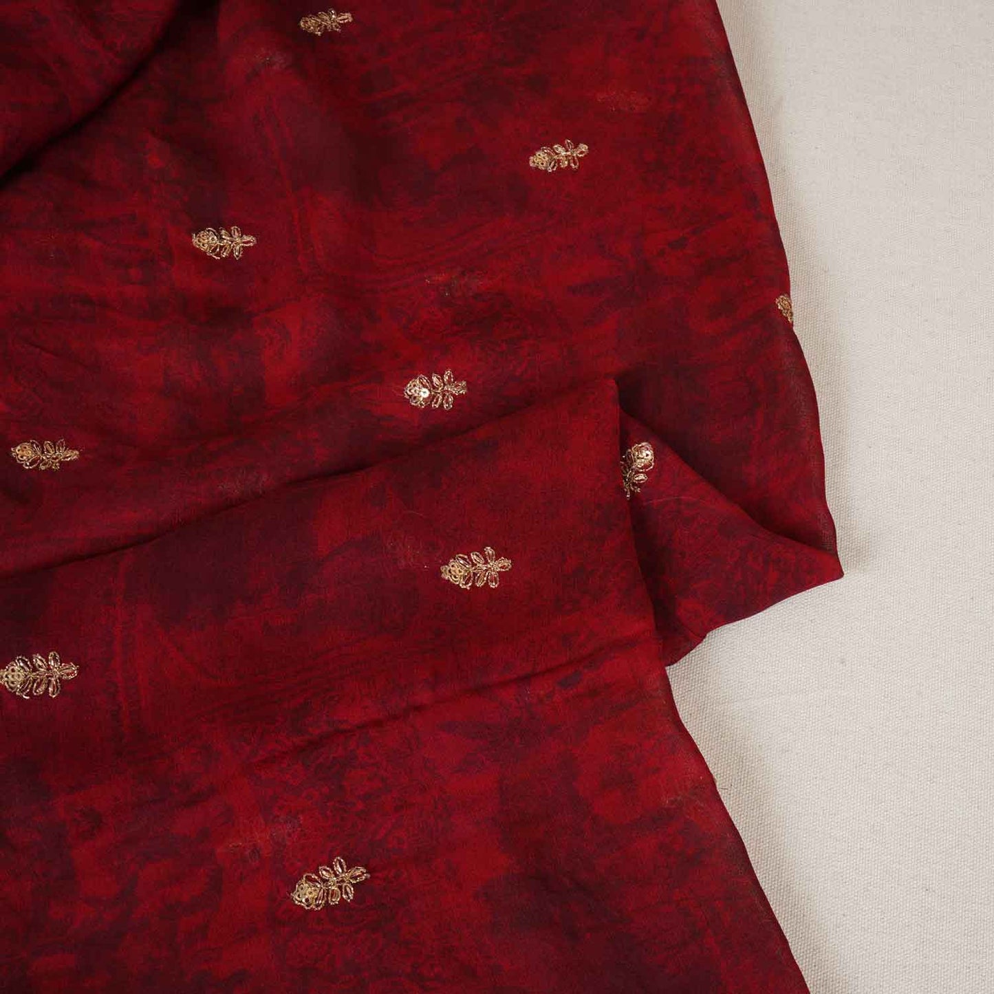 Maroon Traditional Zari Embroidery Georgette Fabric SC-27904