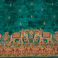 Teal Green Traditional Zari Embroidery Georgette Fabric SC-27905