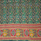 Teal Blue With Multicolour Zari Embroidery Crepe Fabric HCS-27908