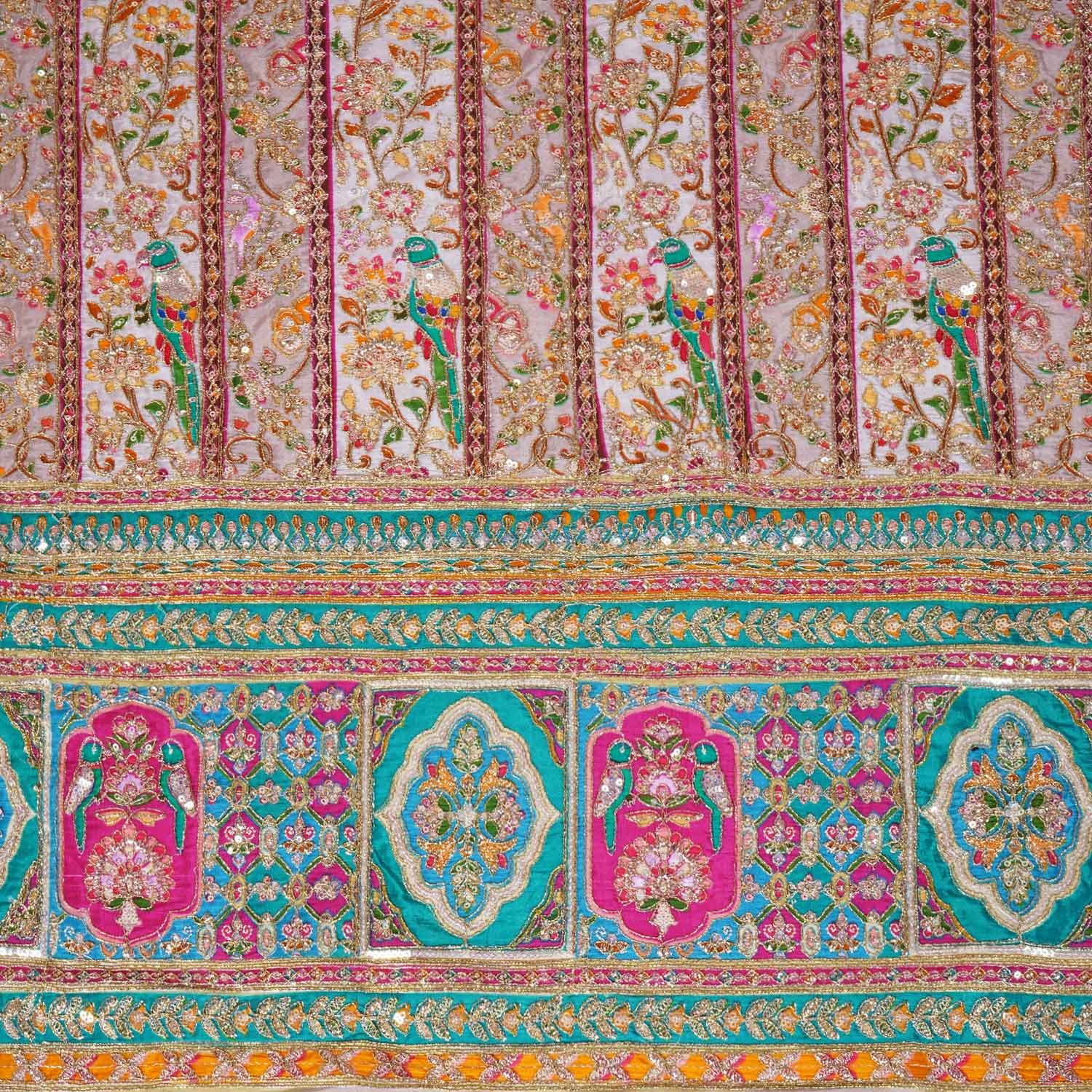 Cream With Multicolour Zari Embroidery Crepe Fabric HCS-27909 - TradeUNO