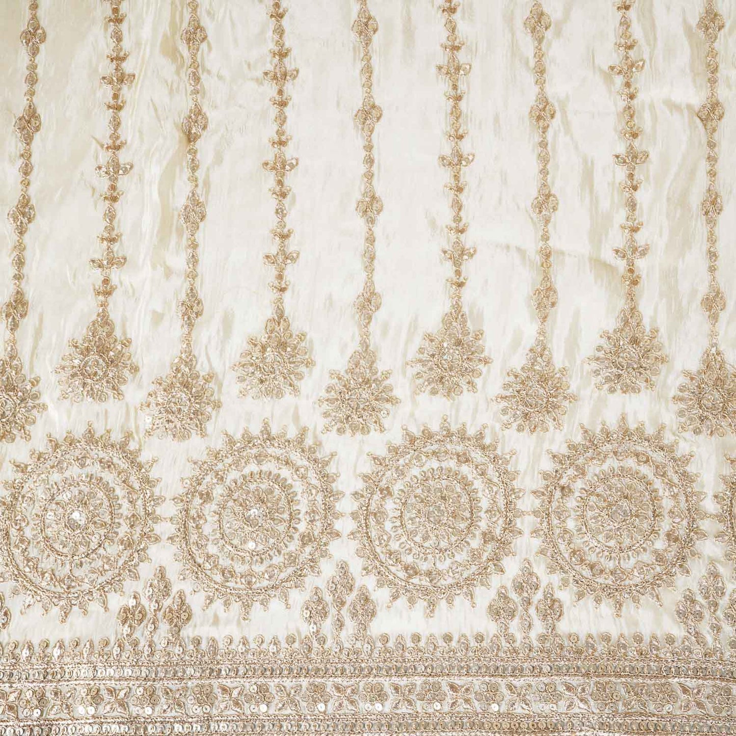 Golden Zari Work Embroidery Tissue Fabric HCS-27912