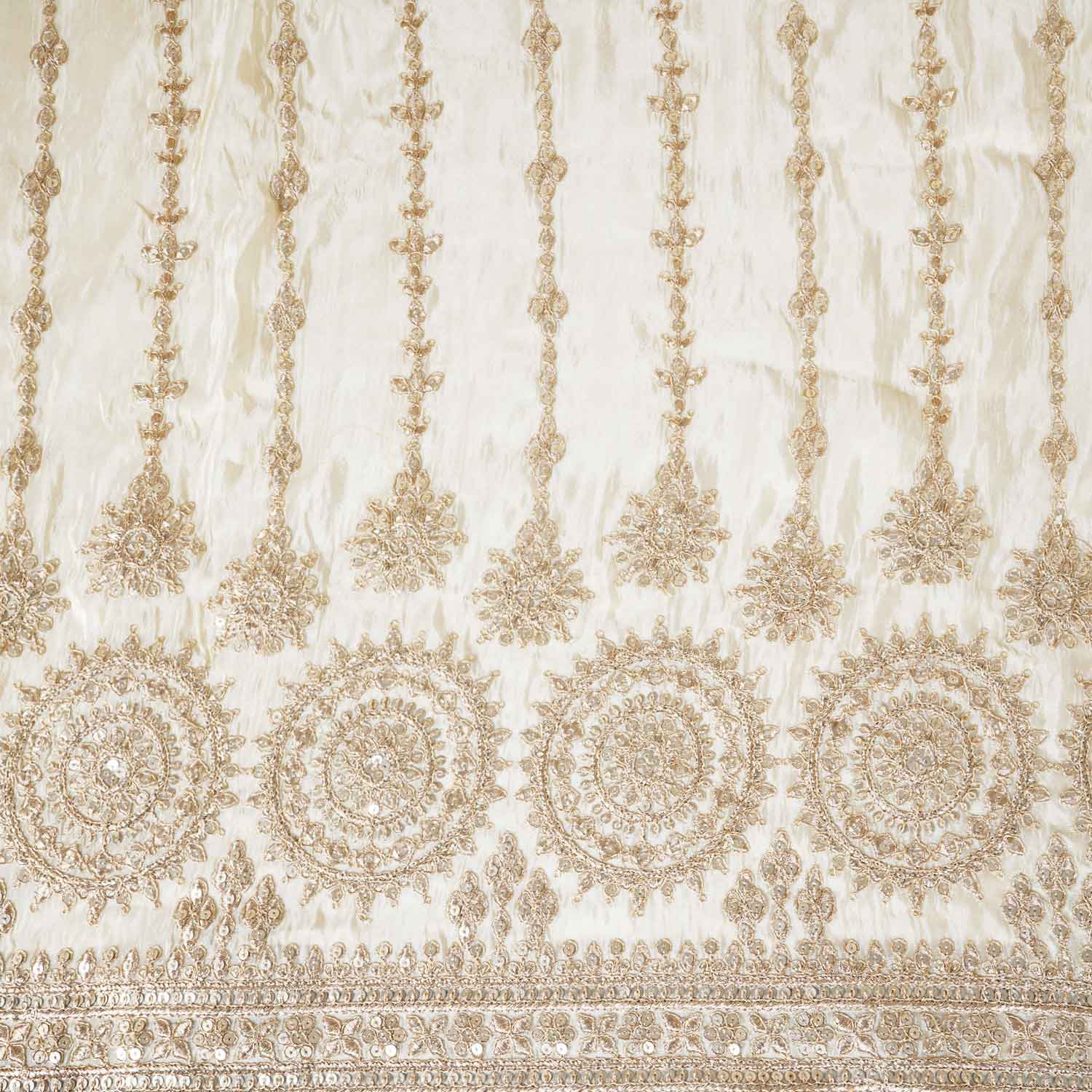 Golden Zari Work Embroidery Tissue Fabric HCS-27912 - TradeUNO