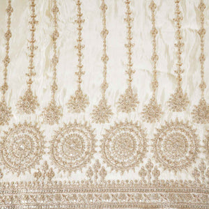 Golden Zari Work Embroidery Tissue Fabric HCS-27912 - TradeUNO