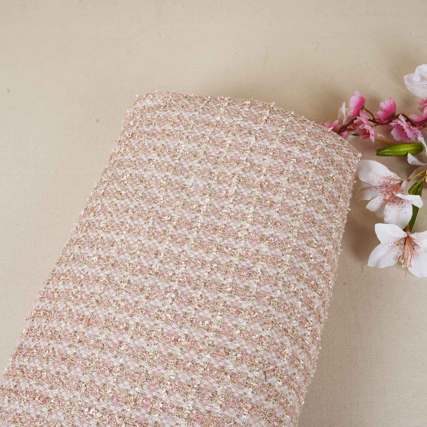 Peach Tweed Fabric AF-27913