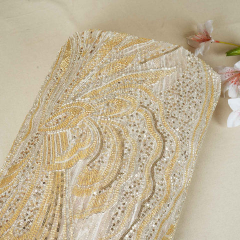 Gold Cutdana Embroidery Net Fabric AF-27920