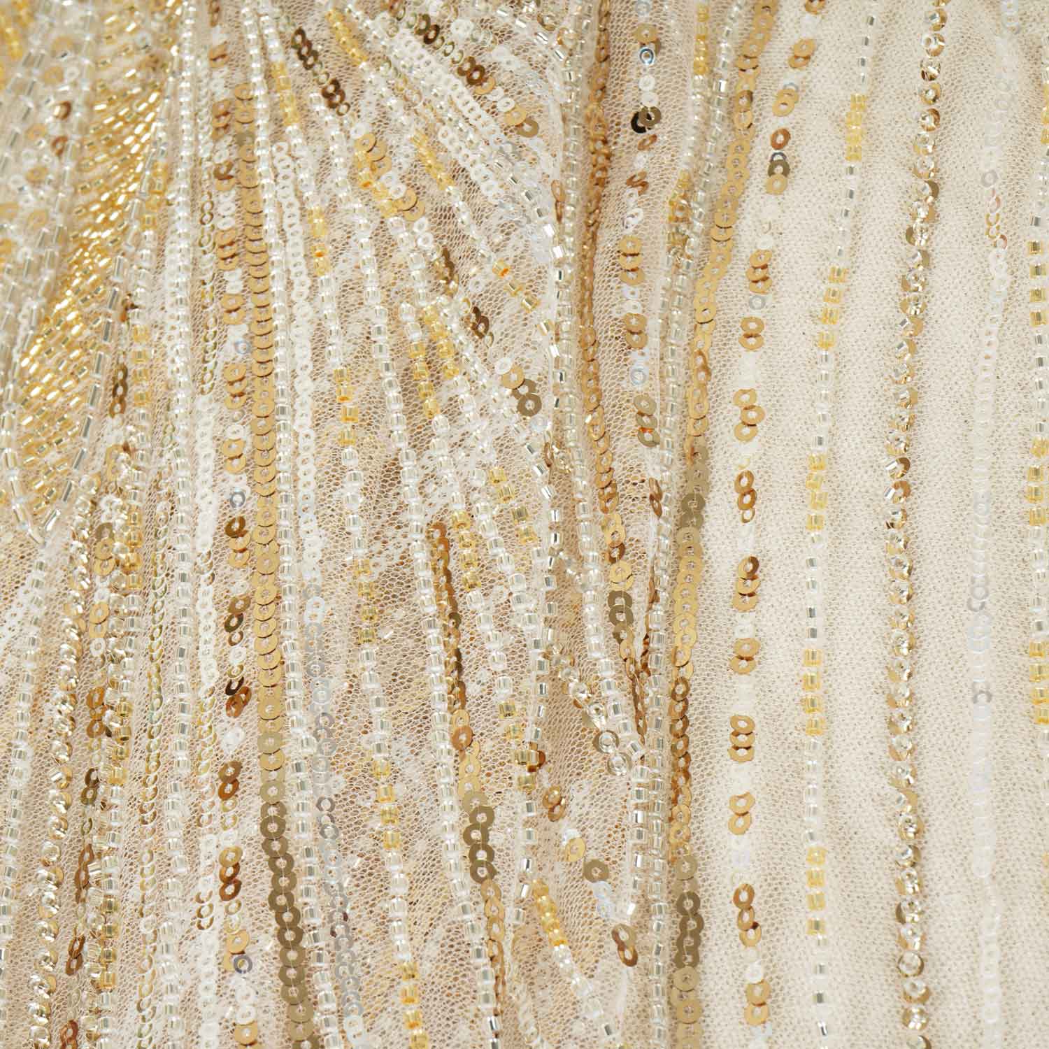 Gold Cutdana Embroidery Net Fabric AF-27920