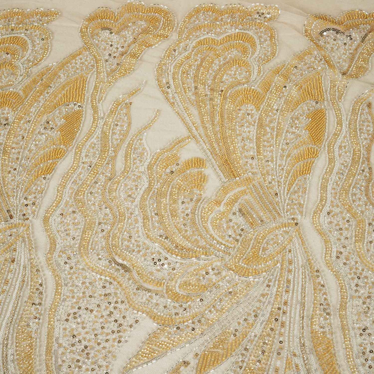 Gold Cutdana Embroidery Net Fabric AF-27920