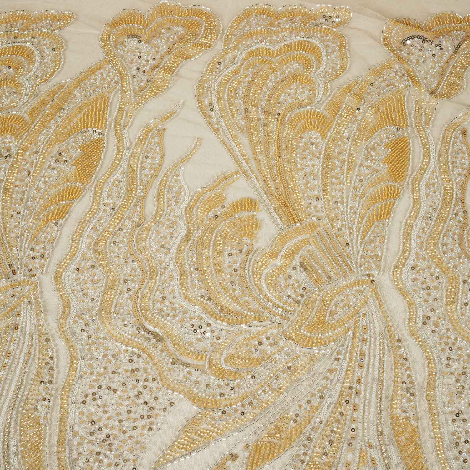 Gold Cutdana Embroidery Net Fabric AF-27920