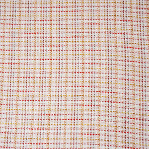Peach & Red Check Lurex Tweed Fabric EI-27934 - TradeUNO