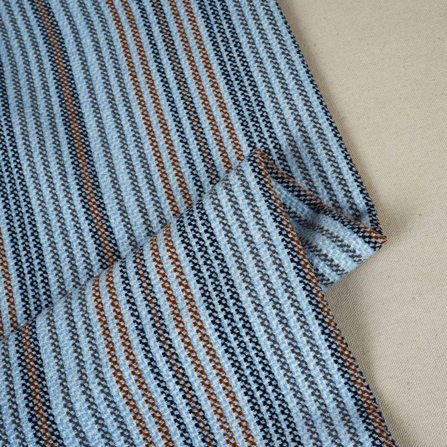 Sea Blue Stripes Tweed Fabric EI-27937