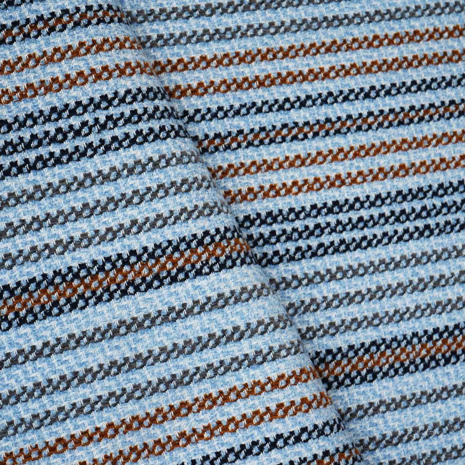Sea Blue Stripes Tweed Fabric EI-27937 - TradeUNO