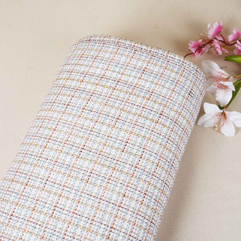 Off White Lurex Tweed Fabric EI-27938