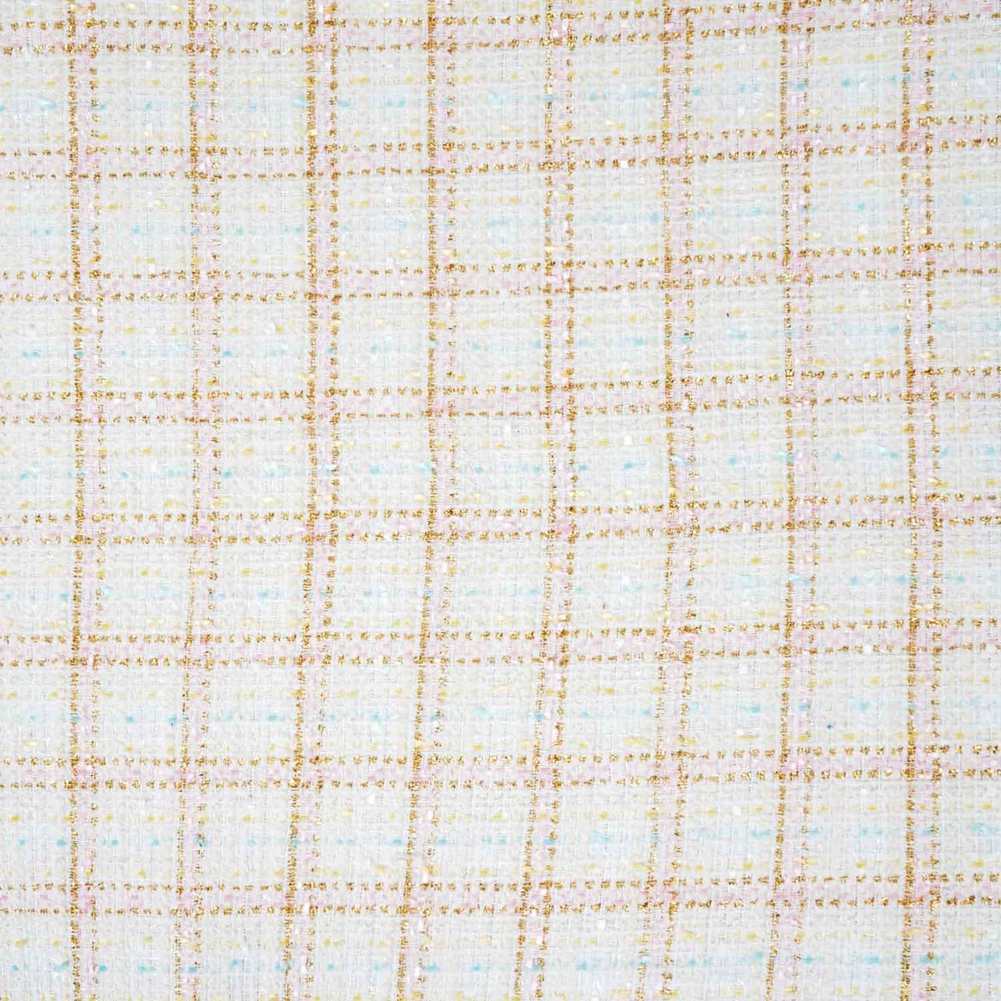 Off White Lurex Tweed Fabric EI-27939