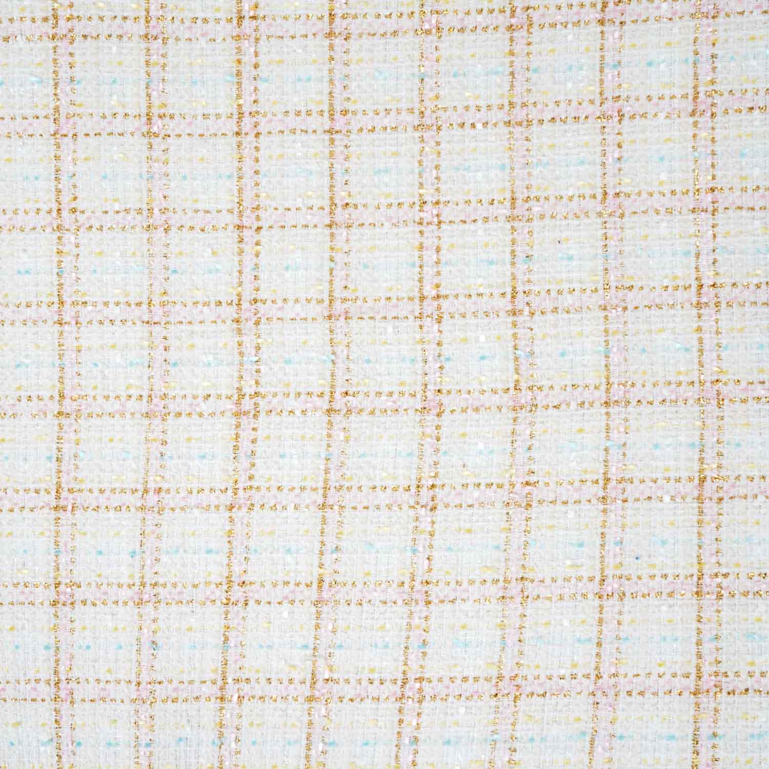 Off White Lurex Tweed Fabric EI-27939 - TradeUNO