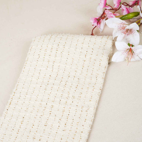 Cream Lurex Tweed Fabric EI-27940
