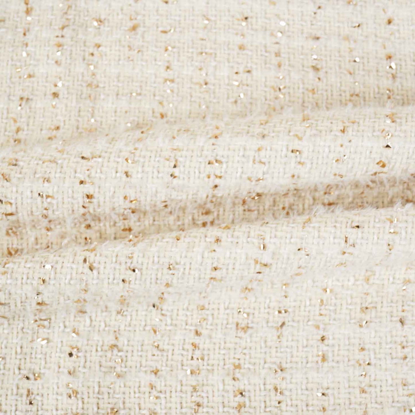 Cream Lurex Tweed Fabric EI-27940