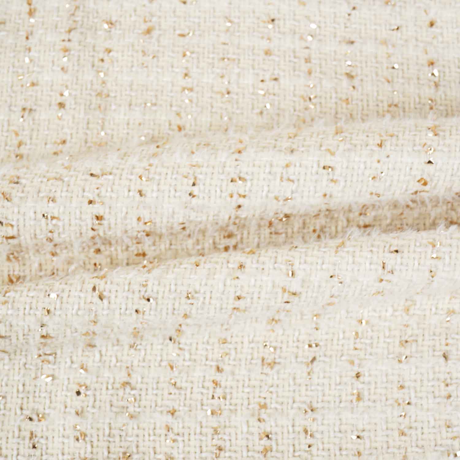Cream Lurex Tweed Fabric EI-27940 - TradeUNO