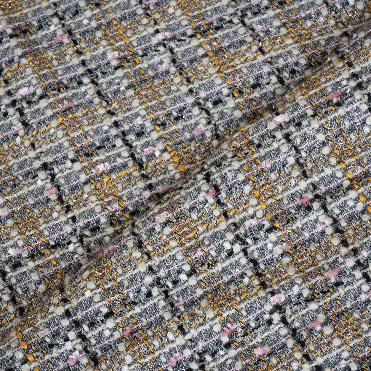 Light Purple Check Lurex Tweed Fabric EI-27943