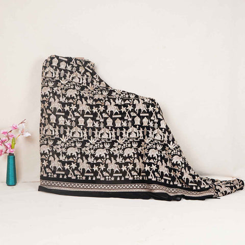 Black Zari Embroidery Georgette fabric DR-27963