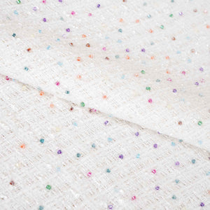 White Cutdana Tweed Fabric AF-27965 - TradeUNO