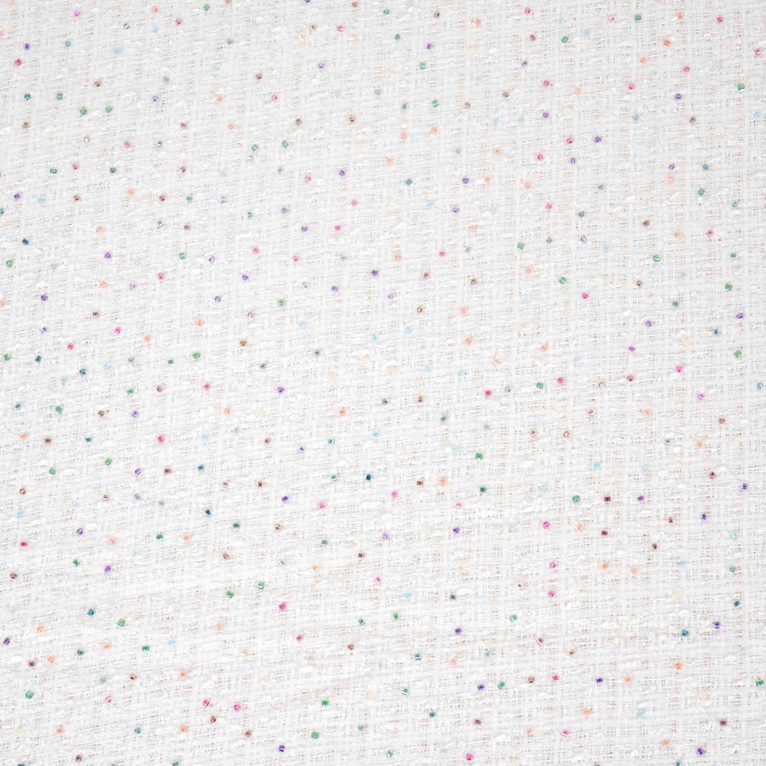 White Cutdana Tweed Fabric AF-27965 - TradeUNO