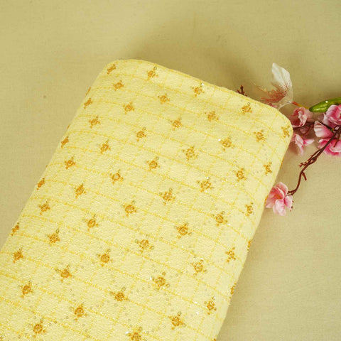 Yellow Cutdana Tweed Fabric AF-27966