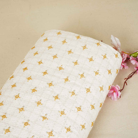 Cream Cutdana Tweed Fabric AF-27967