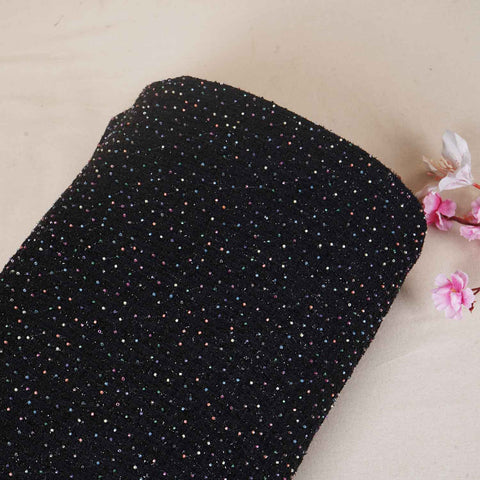 Black Cutdana Tweed Fabric AF-27968