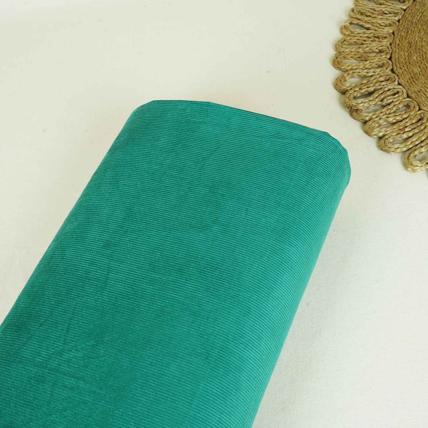 Teal Green Solid Corduroy Fabric EI-27977