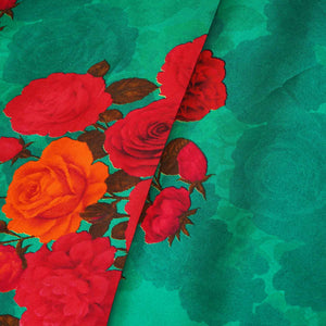 Green Floral Print Modal Satin Fabric MT-27987 - TradeUNO