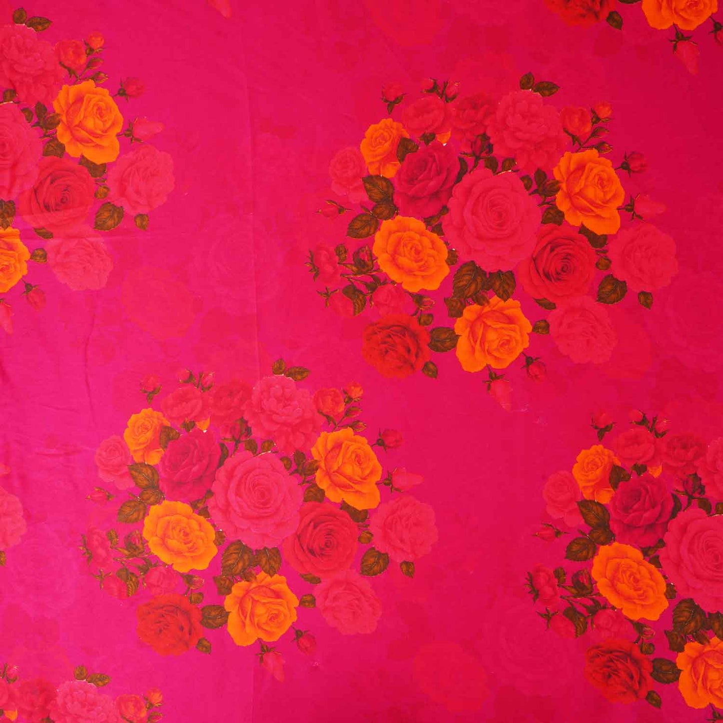 Magenta Floral Print Modal Satin Fabric MT-27988