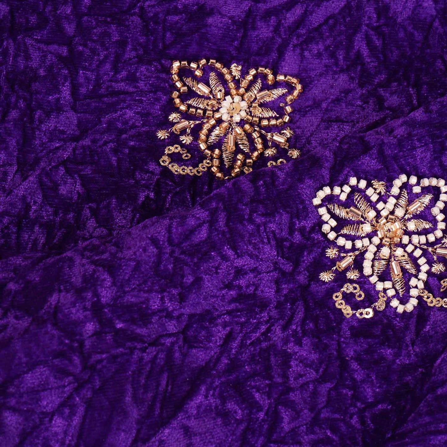 Purple Floral Cutdana Crushed Velvet 9000 SC-27989
