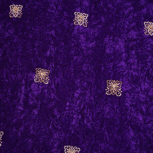 Purple Floral Cutdana Crushed Velvet 9000 SC-27989 - TradeUNO
