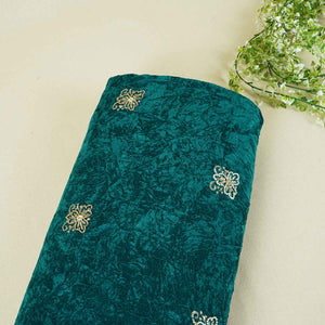 Teal Green Floral Cutdana Crushed Velvet 9000 SC-27990 - TradeUNO