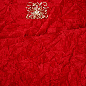 Red Floral Cutdana Crushed Velvet 9000 SC-27994 - TradeUNO