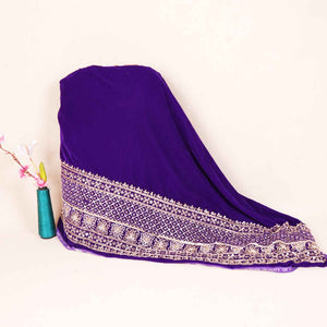 Purple Border Work Cutdana Embroidery Micro Velvet 9000 SC-27995 - TradeUNO